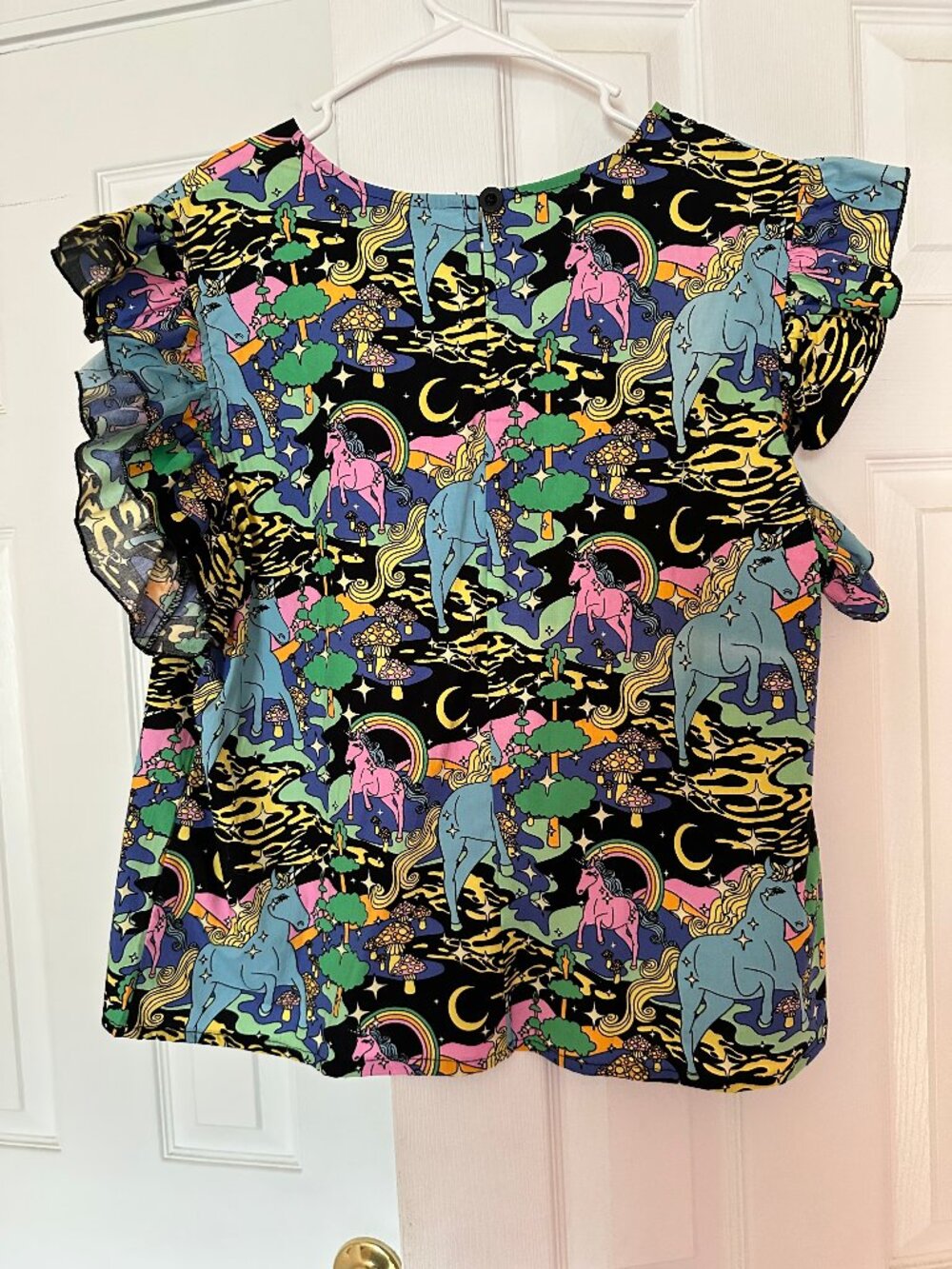 Nooworks Ruffle Top Unicorn Garden 2X New With Tags Cotton Poplin RARE - Picture 4 of 4